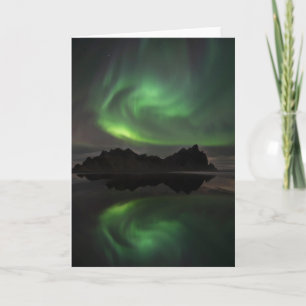 Tarjeta Luces del Norte Playa Vestrahorn Hofn, Islandia