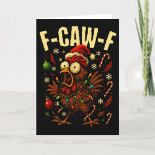 Tarjeta Luces divertidas de Navidad de pollo F-caw-f Santa