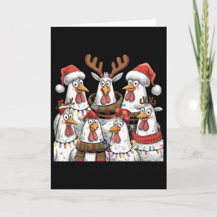 Tarjeta Luces Divertidas De Navidad De Pollo Granja Animal