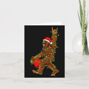 Tarjeta Luces Divertidas de Navidad de Santa Bigfoot Sasqu