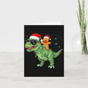 Tarjeta Luces divertidas de Navidad T Rex Dinosaurio Pan d