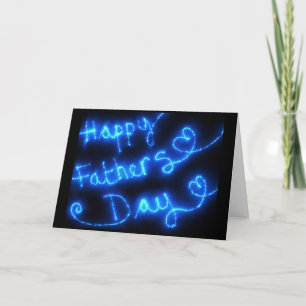 Tarjeta Luces felices del azul del día de padre