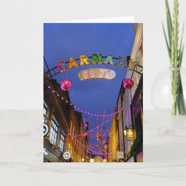 Tarjeta Luces navidades, Carnaby Street, Londres Reino Uni (Anverso)