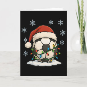 Tarjeta Luces Navideñas Lindas Envuelven en Balón de Fútbo