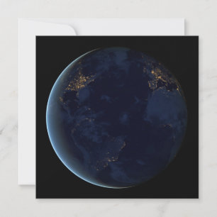 Tarjeta Luces nocturnas en el planeta Tierra (hemisferio o