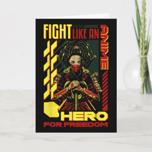 Tarjeta Lucha como un héroe de anime Chica de anime negra