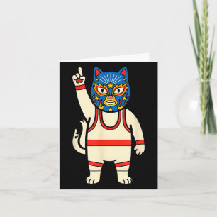 Tarjeta Lucha Libre Gato Lucha Luchador Divertido Retro