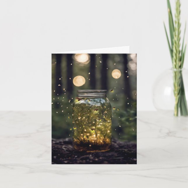 Tarjeta Luciérnagas en Jar pensando en ti (Anverso)