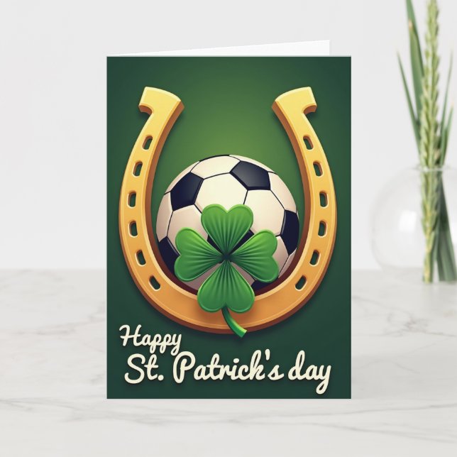 Tarjeta Luck Clover Horseshoe Soccer Card (Anverso)