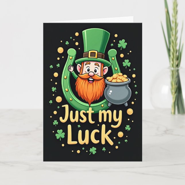 Tarjeta Luck Leprechaun Glitter Texture Card (Anverso)