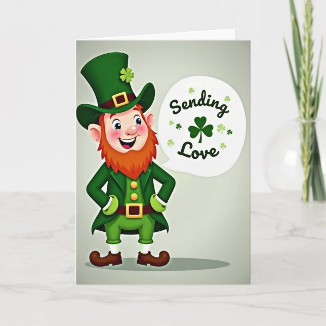 Tarjeta Luck Leprechaun Sending Love Card (Anverso)