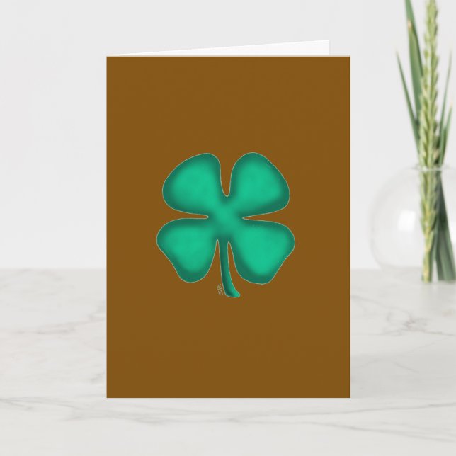 Tarjeta Lucky 4 Leaf Irish Clover brown greeting card (Anverso)