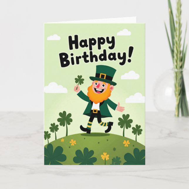 Tarjeta Lucky Birthday Leprechaun Card (Anverso)