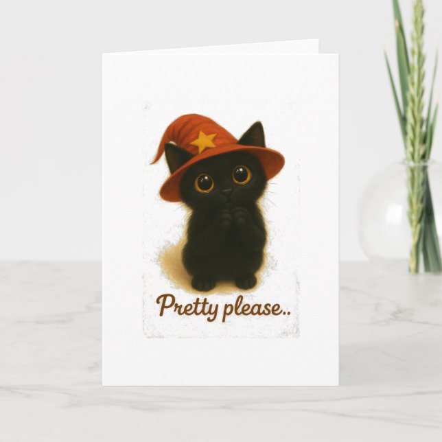 Tarjeta Lucky Black Cat Emi – Pretty Please Witch Hat (Anverso)