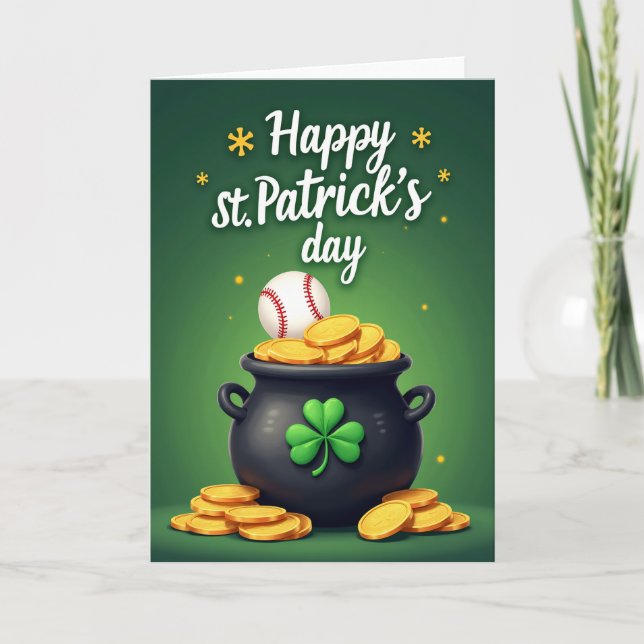 Tarjeta Lucky Black Pot St Patricks Day Card (Anverso)