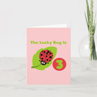 Tarjeta Lucky Bug 3 Birthday T camisetas y regalos