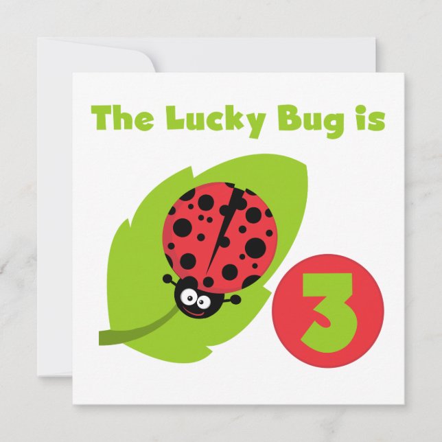 Tarjeta Lucky Bug 3 Birthday T camisetas y regalos (Anverso)