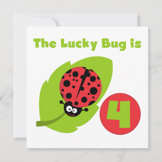 Tarjeta Lucky Bug 4º Camisetas de cumpleaños y regalos