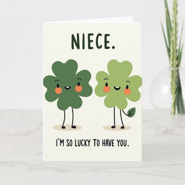 Tarjeta Lucky Clovers Niece Card (Anverso)