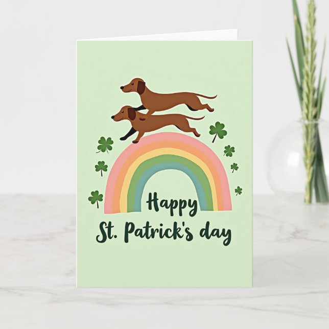 Tarjeta Lucky Dachshunds Rainbow Card (Anverso)