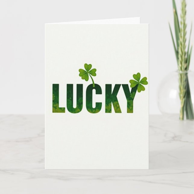 Tarjeta Lucky Greenery Greeting Card (Anverso)