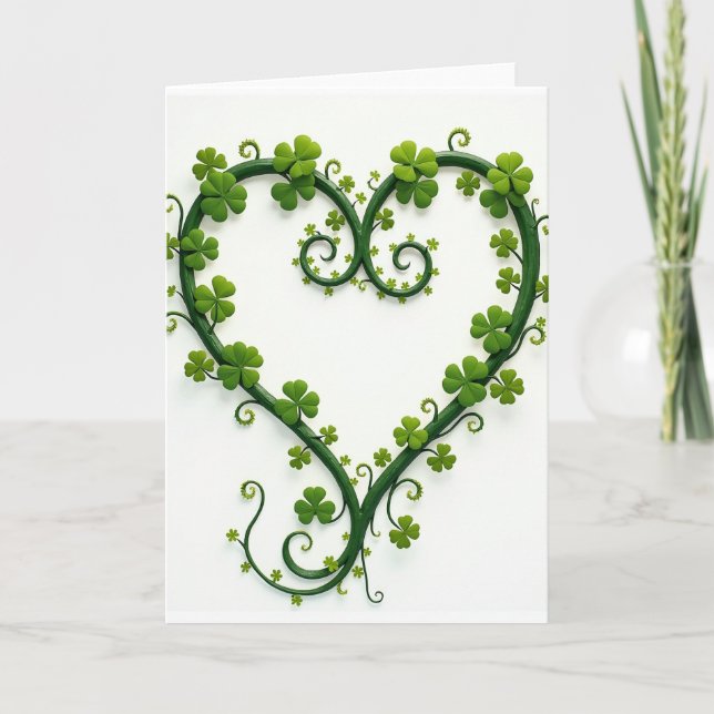 Tarjeta Lucky Heart Clover Vine Card (Anverso)