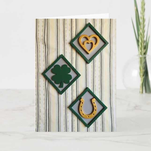 Tarjeta Lucky Hearts Shamrock Art Card (Anverso)
