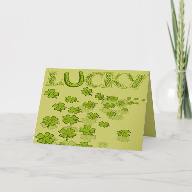 Tarjeta Lucky HorseShoe Shamrock (Anverso)