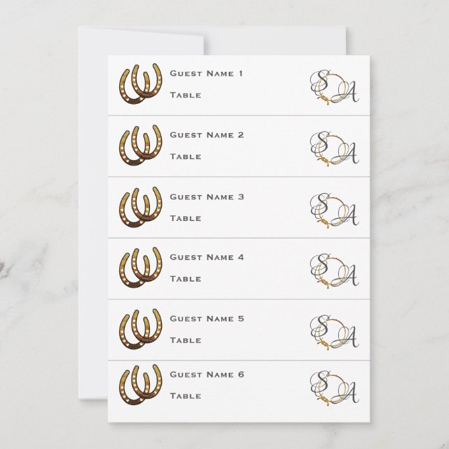 Tarjeta Lucky In Love Western Horseshoe Boda Place (Anverso)