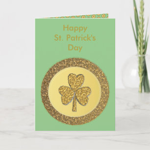 Tarjeta Lucky Irish Shamrock Gold Coin Personalizado