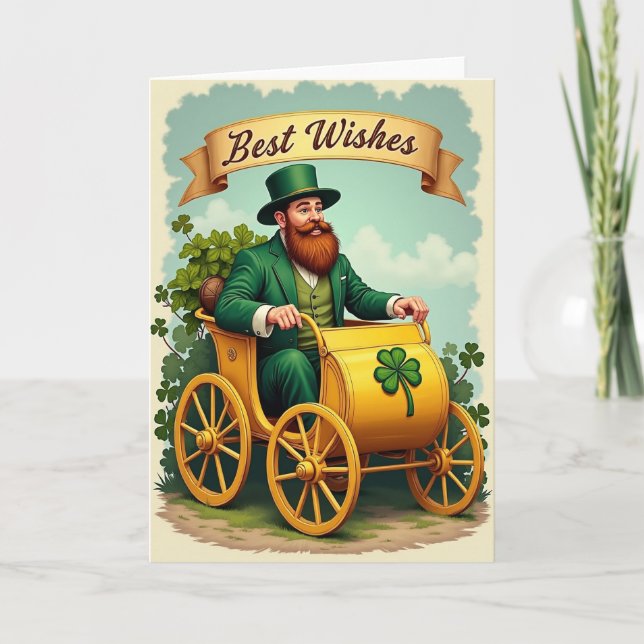 Tarjeta Lucky Leprechaun Best Wishes Card (Anverso)