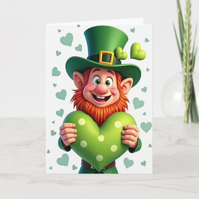 Tarjeta Lucky Leprechaun Heart Card (Anverso)