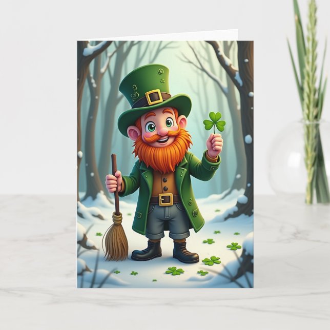 Tarjeta Lucky Leprechaun Winter Card (Anverso)