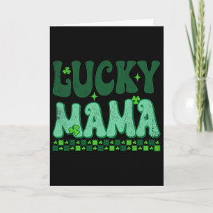 Tarjeta Lucky Mama Familia Retro Groovy St Patrick a juego