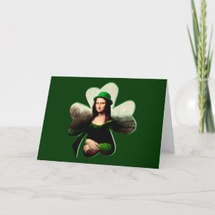 Tarjeta Lucky Mona Lisa St Patrick's Day Shamrock
