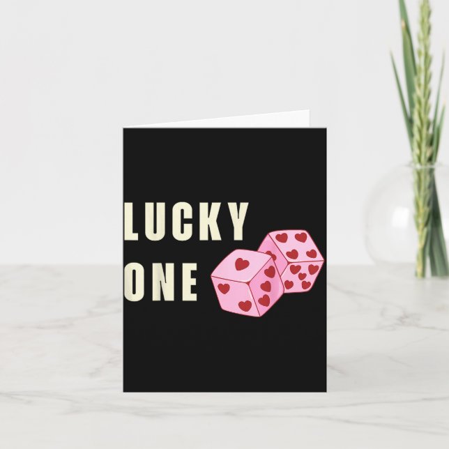 Tarjeta Lucky One Heart Dice Couples Matching Valentines D (Anverso)