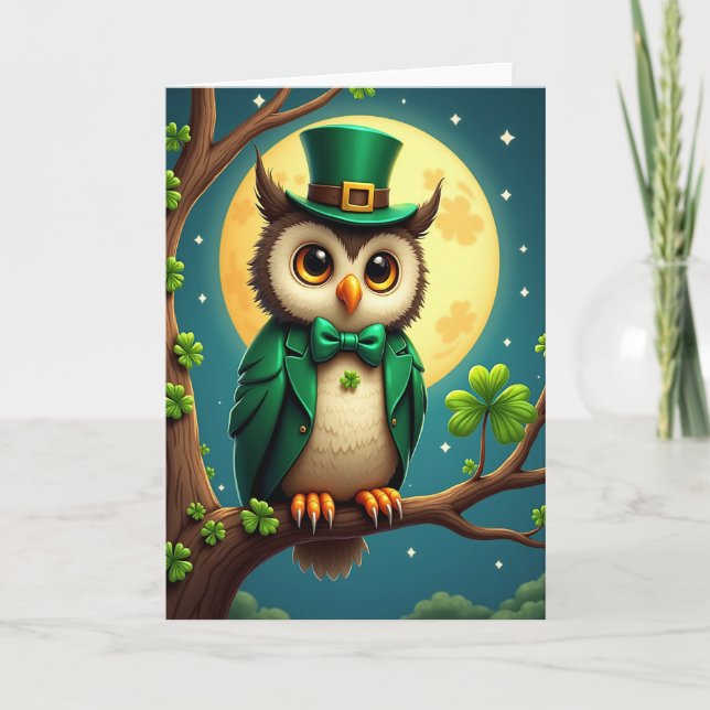 Tarjeta Lucky Owl Festive Fun Card (Anverso)