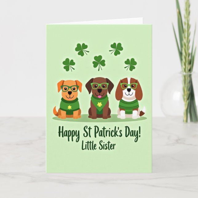 Tarjeta Lucky Pups Happy St Patricks Card (Anverso)