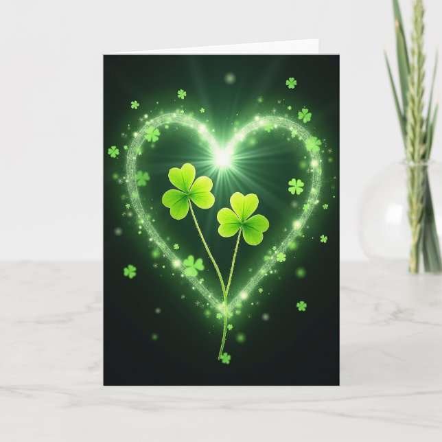 Tarjeta Lucky Shamrocks Glowing Card (Anverso)