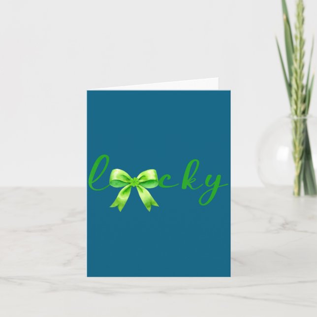Tarjeta Lucky, St.patricks Day Coquette,shamrock Funny  (Anverso)
