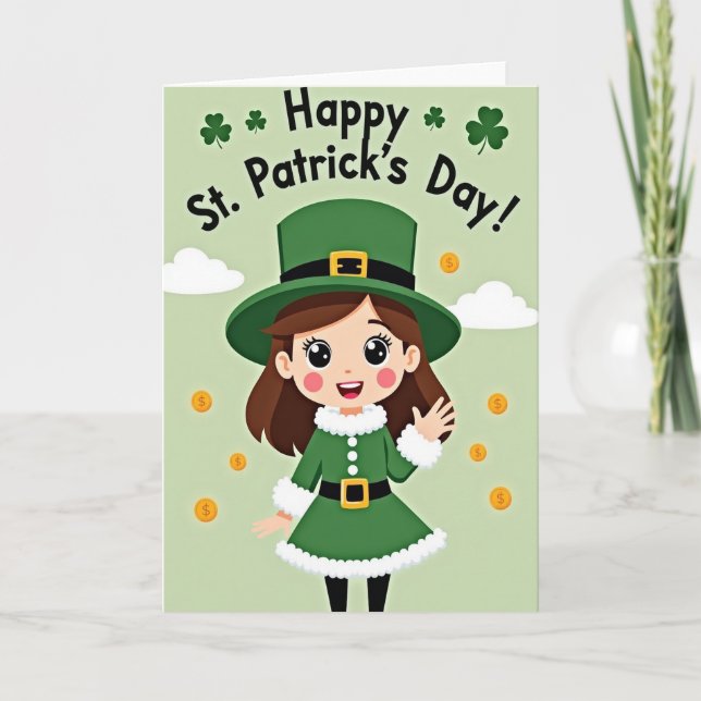 Tarjeta Lucky St Patricks Day Girl Card (Anverso)