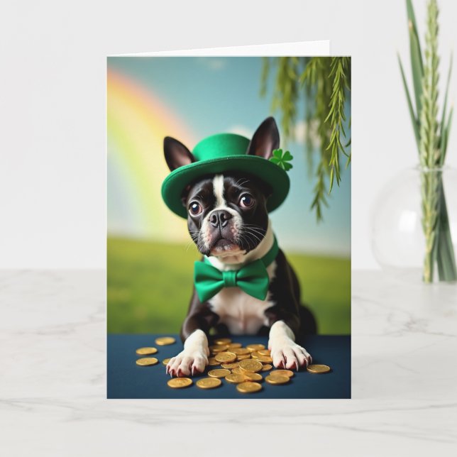 Tarjeta Lucky Terrier St Patricks Day Card (Anverso)