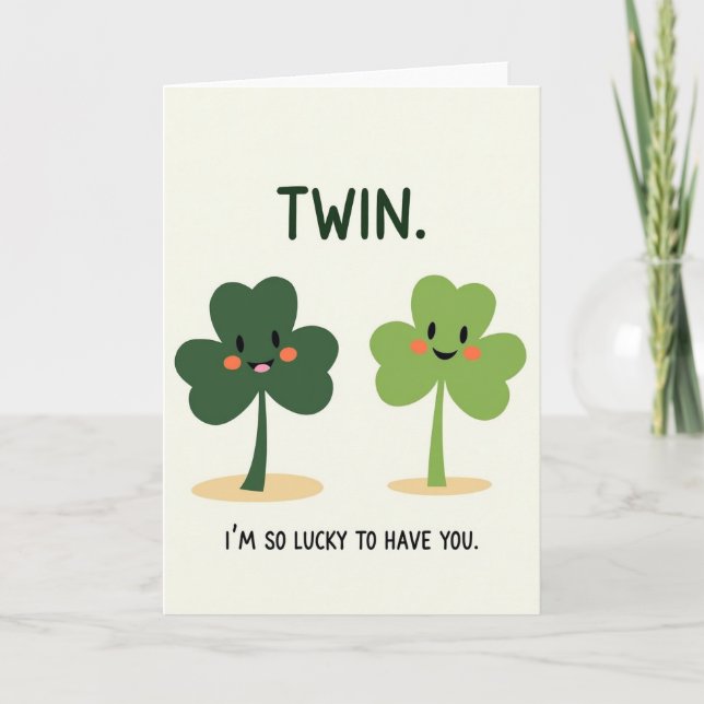 Tarjeta Lucky Twin Shamrock Card (Anverso)