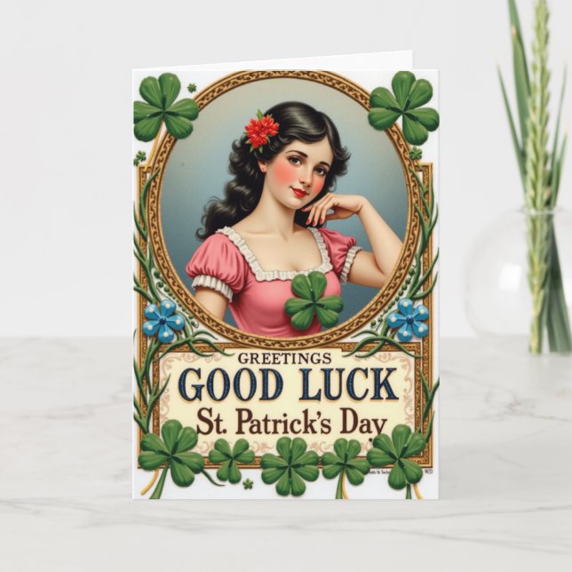Tarjeta Lucky Vintage Greetings Day Card (Anverso)