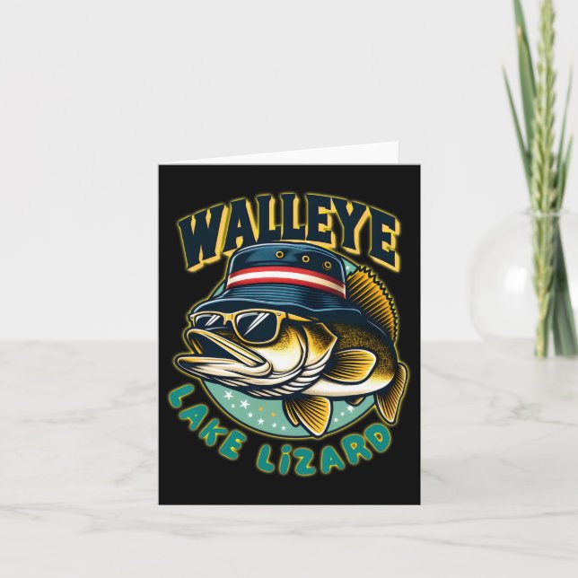Tarjeta Lucky Walleye Lake Lizard Fishing (Anverso)
