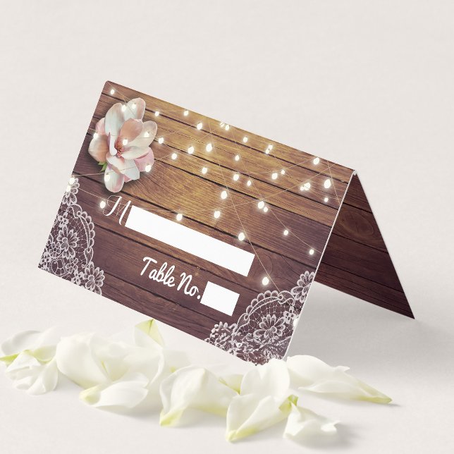 Tarjeta Lugar boda Número de tabla Floral Luz Lace de made (Subido por el creador)