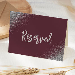 Tarjeta Lugar de boda reservado con brillo plateado de Bor
