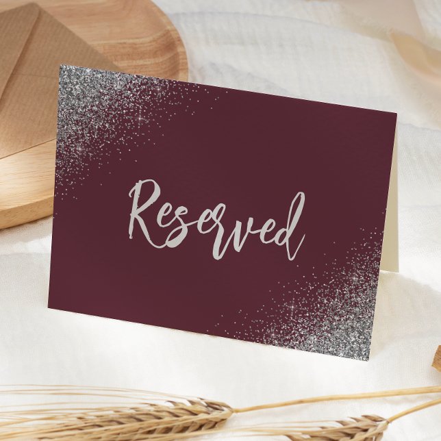Tarjeta Lugar de boda reservado con brillo plateado de Bor (Subido por el creador)