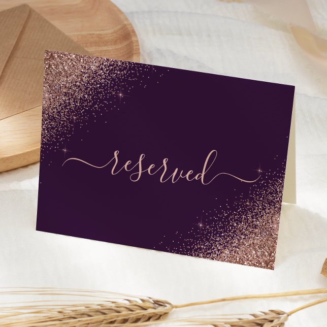 Tarjeta Lugar de Boda reservado de oro Rosa púrpura (Subido por el creador)