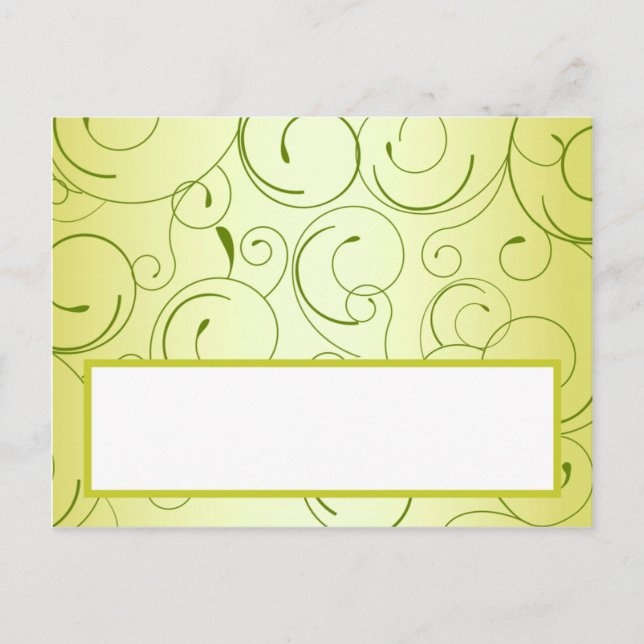 Tarjeta Lugar Grabable Lime Green Pear Swirls (Anverso)